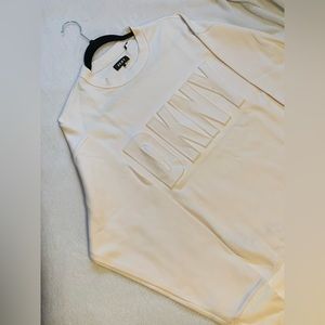 DKNY Men’s White Sweater with 3D Logo